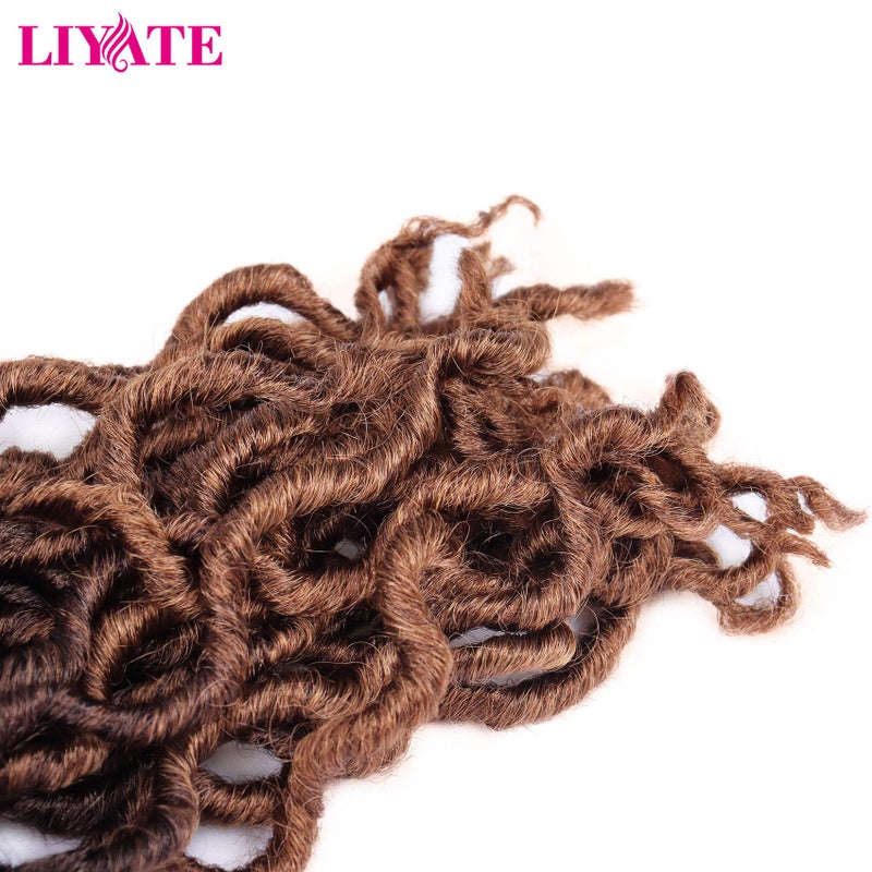 Liyate 14 Inch Goddess Faux locs Crochet Hair 6 Packs/Lot Soft Gypsy Locs Wavy Crochet Braids Dreadlocks 3 Tone Curly Wavy Twist Braiding Hair Extensions African Roots Braidï¼ˆ#1B/4/30) - Image 5